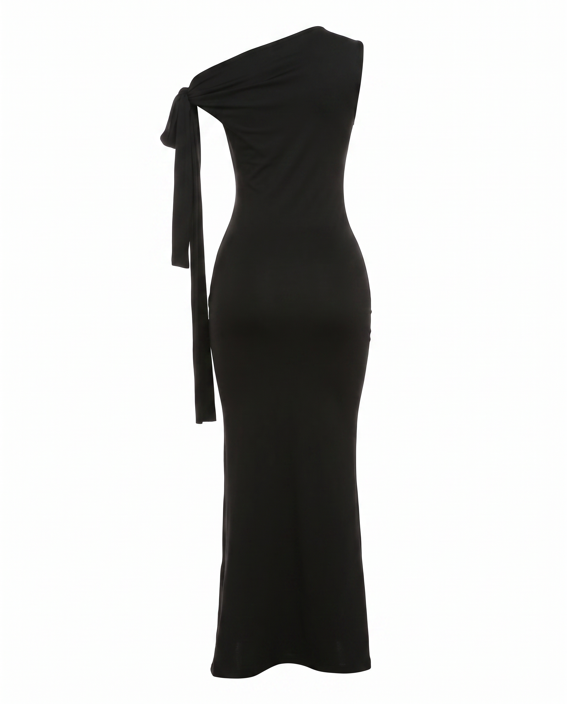 One-Shoulder Bow Midi Dress