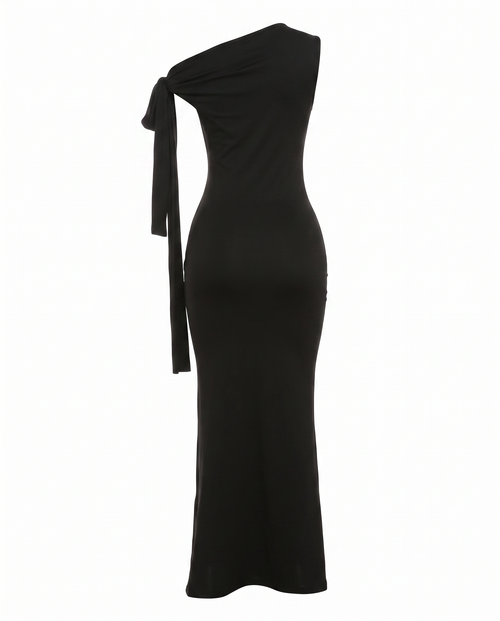 One-Shoulder Bow Midi Dress