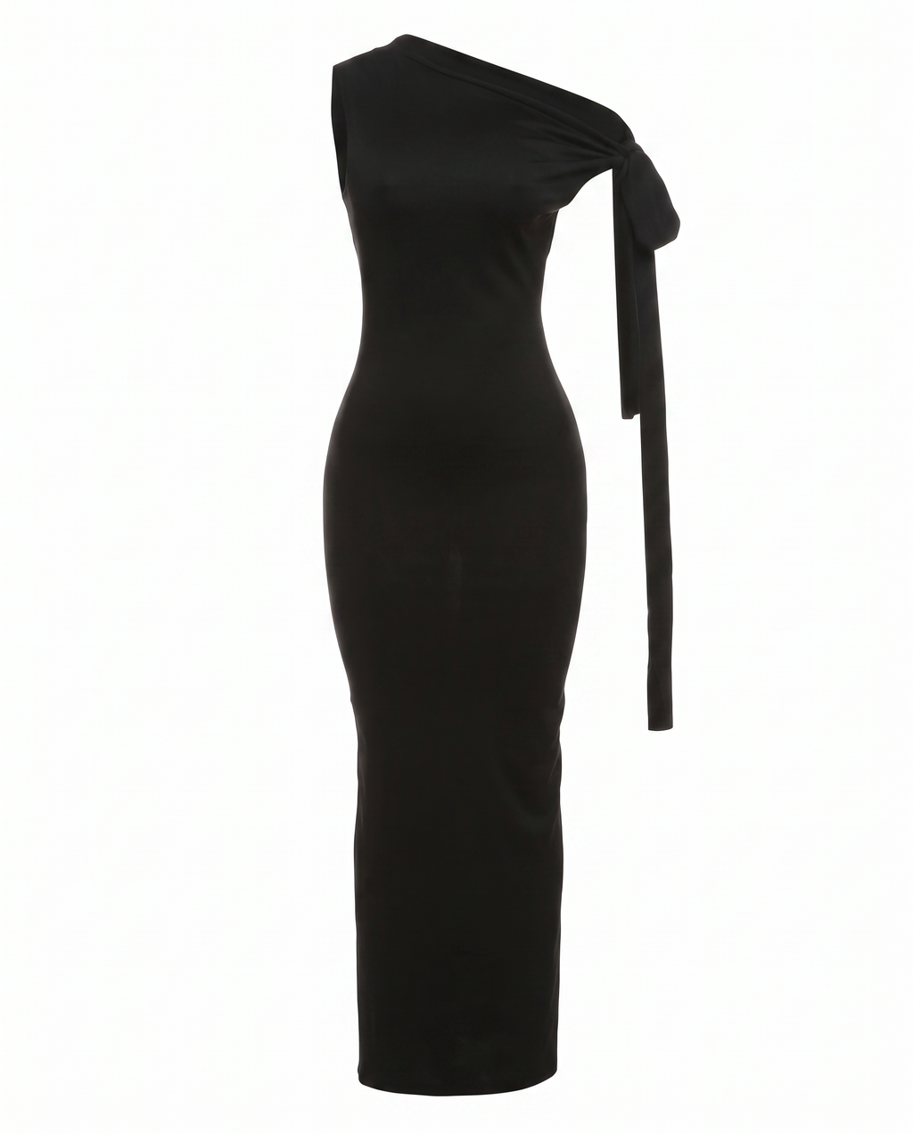 One-Shoulder Bow Midi Dress