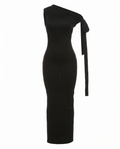 One-Shoulder Bow Midi Dress