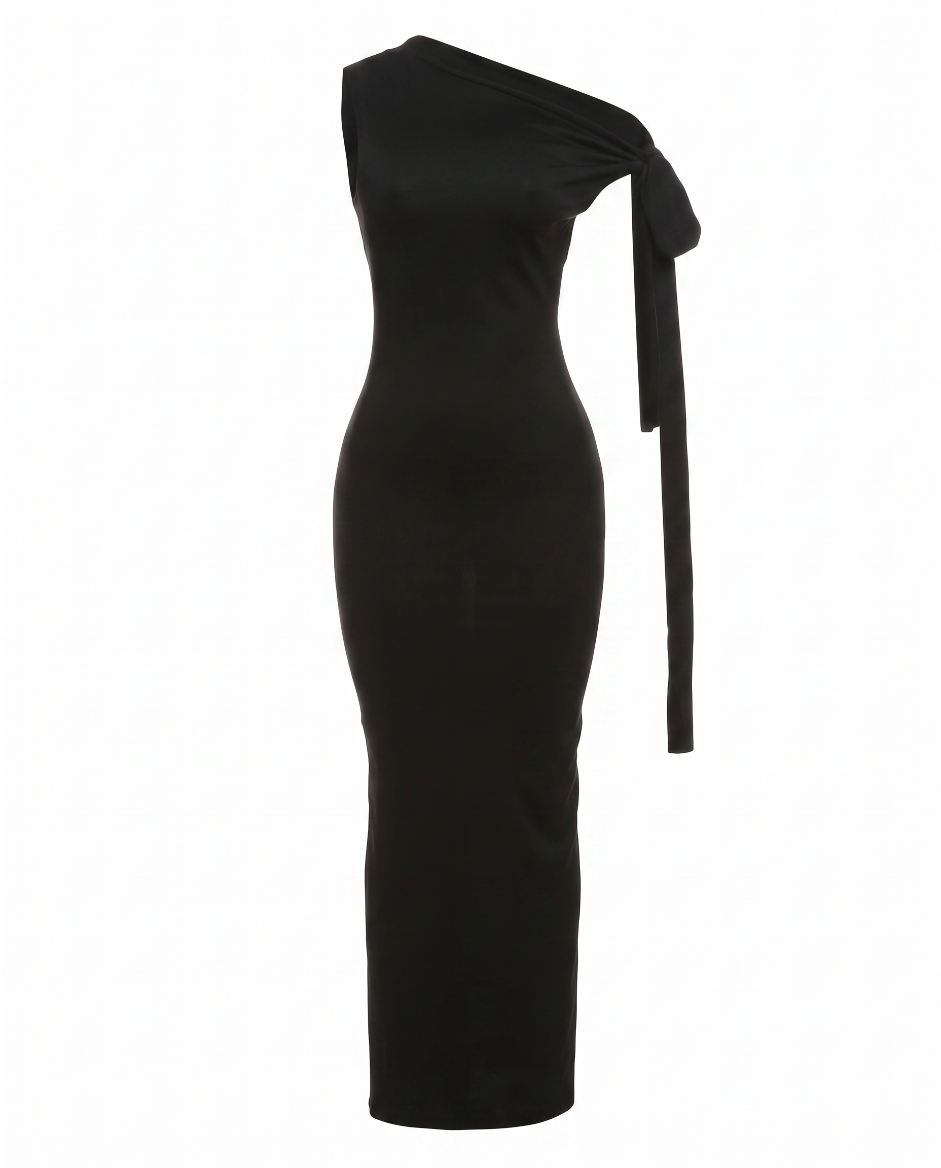 One-Shoulder Bow Midi Dress
