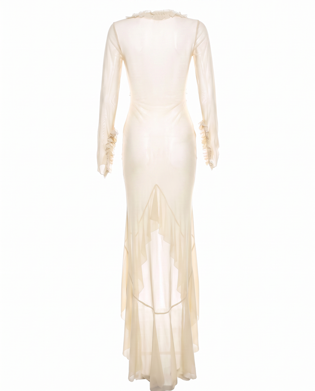 Ruffle-Trim Mesh Dress