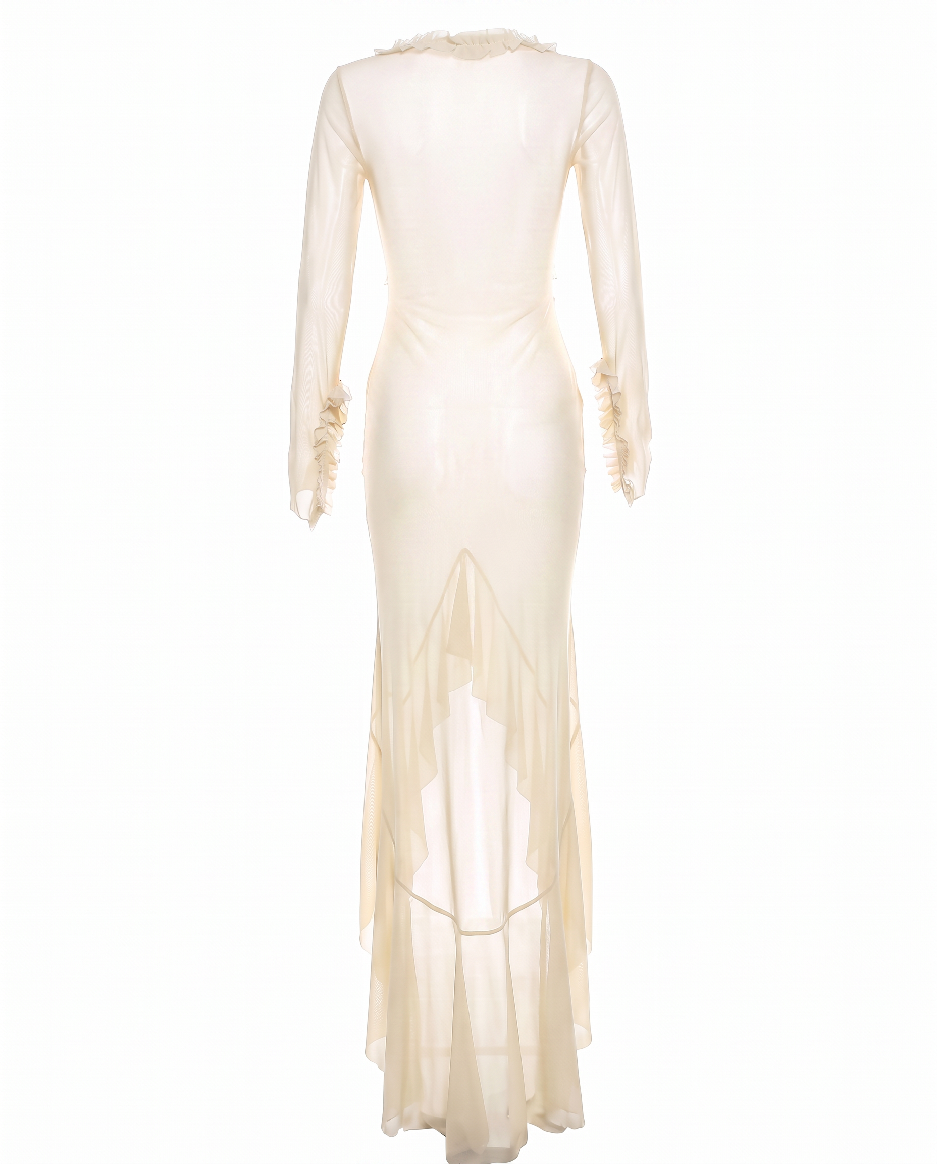Ruffle-Trim Mesh Dress