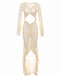 Ruffle-Trim Mesh Dress