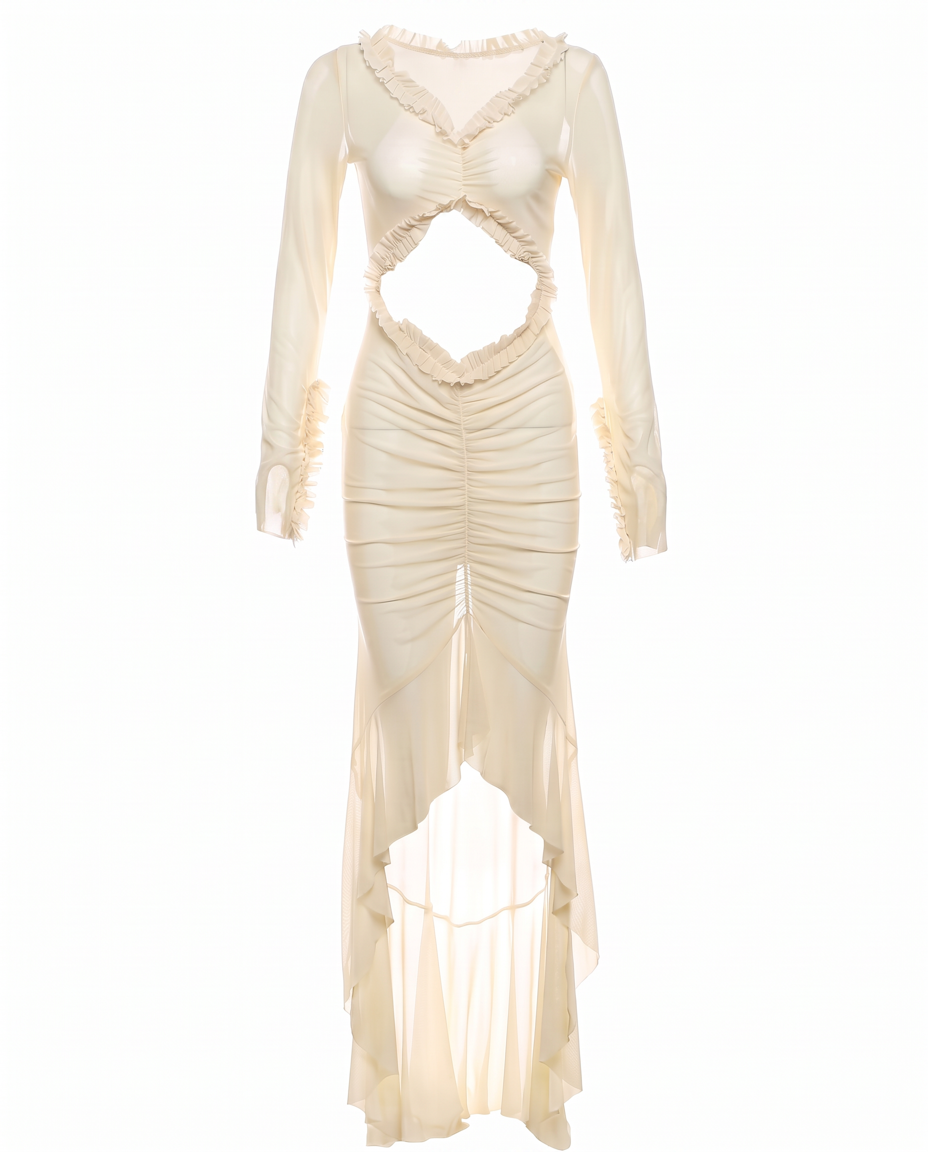 Ruffle-Trim Mesh Dress