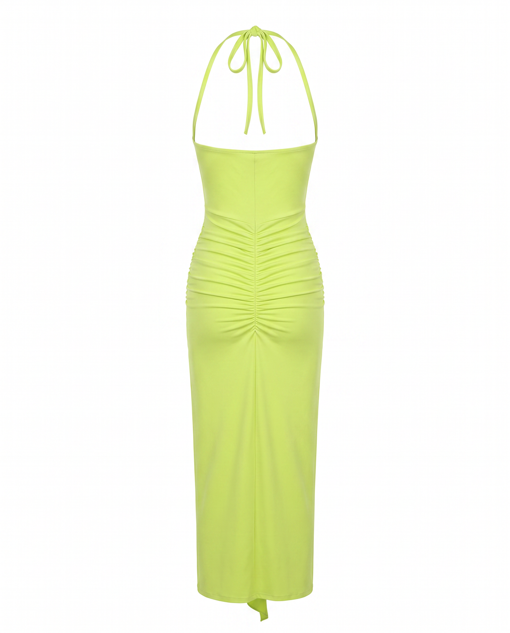 Ruffle-Trim Halter Maxi Dress