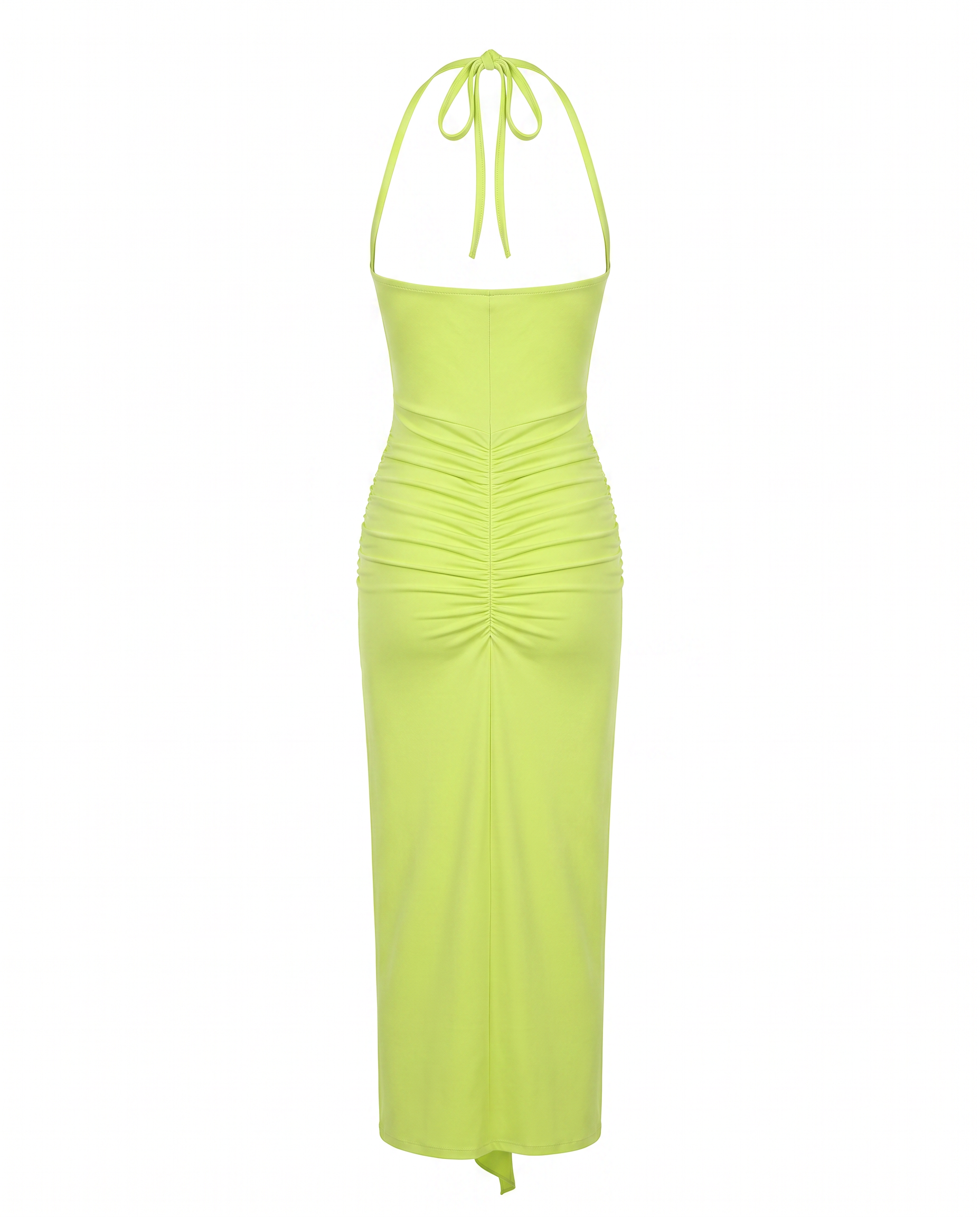Ruffle-Trim Halter Maxi Dress