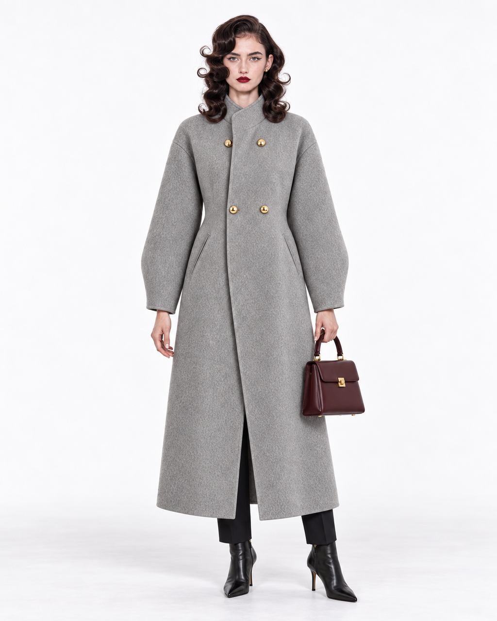 Wool-Blend Double-Breasted Coat
