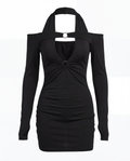 O-Ring Cutout Knit Dress — Black