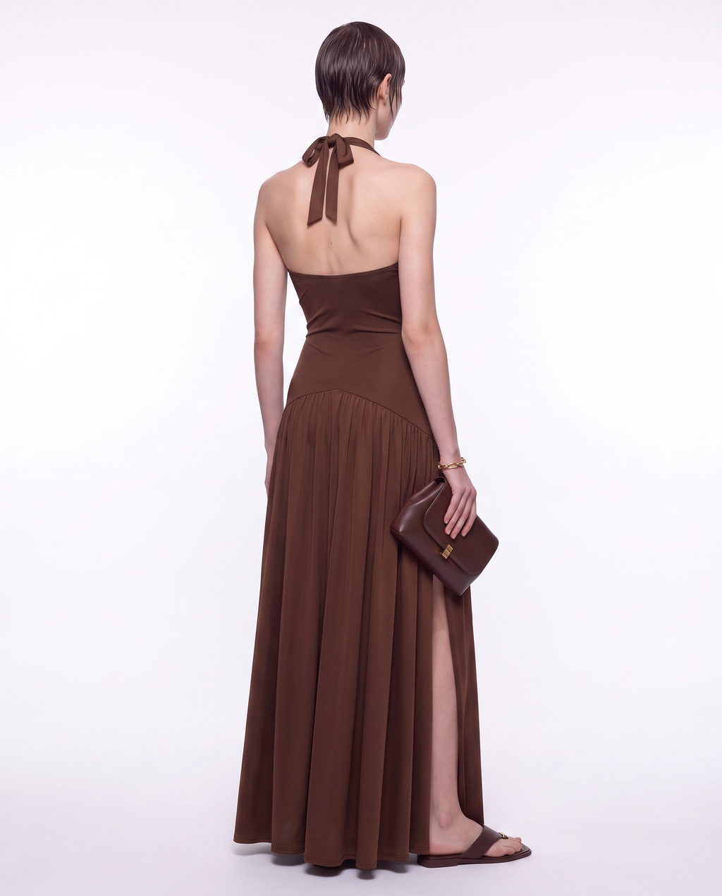 Deep V-Neck Halter Dress