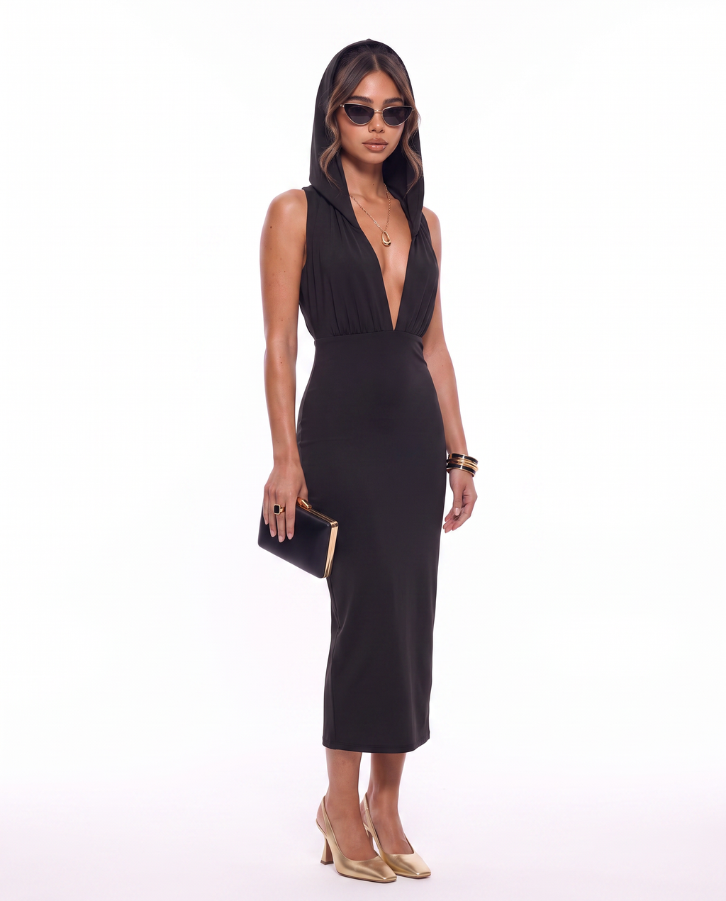 Hooded Cutout Maxi Dress