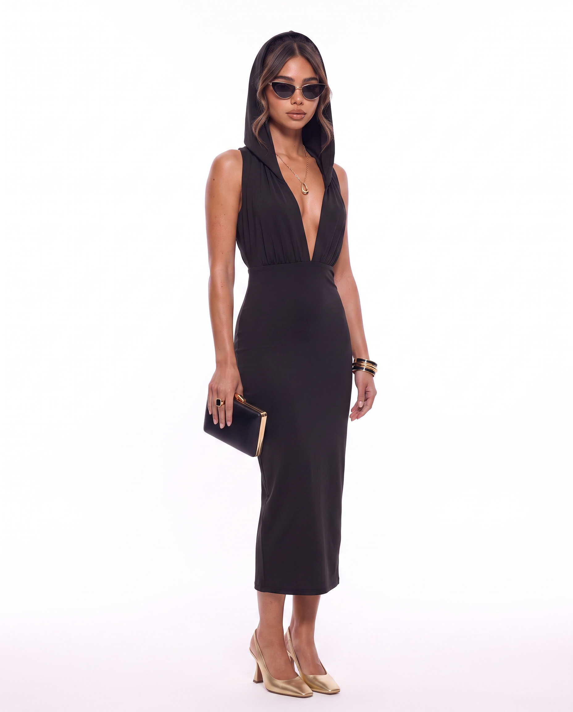 Hooded Cutout Maxi Dress