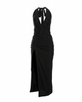 Ruched Halter Slit Dress