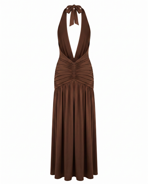 Deep V-Neck Halter Dress