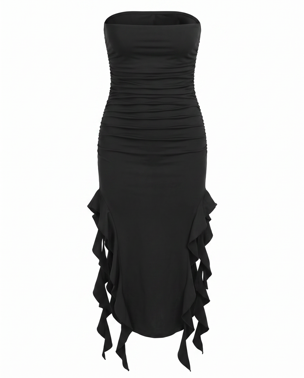 Ruffle-Hem Strapless Dress