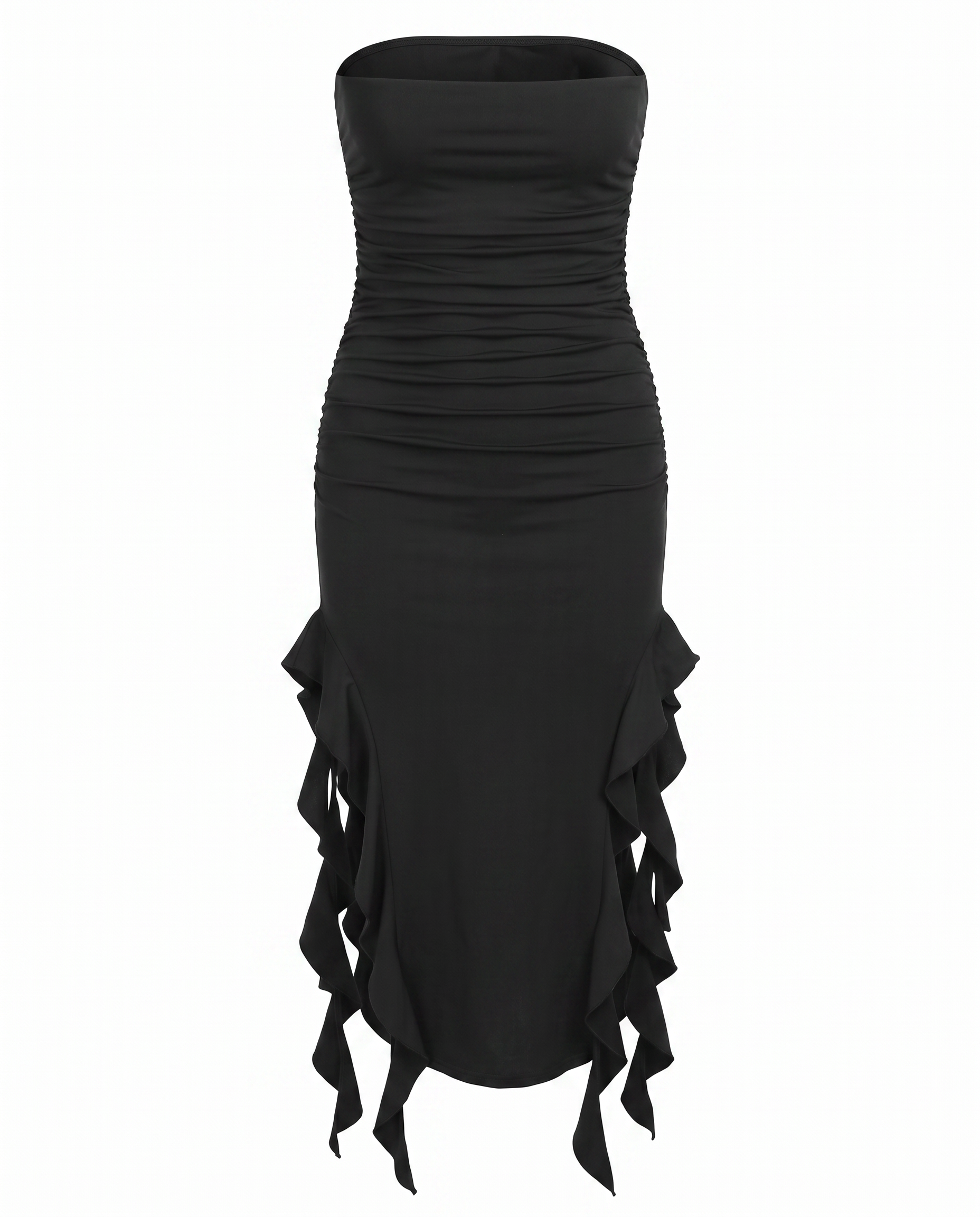 Ruffle-Hem Strapless Dress