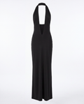Backless Halter Maxi Dress — Black