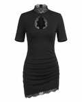Lace-Trim Keyhole Bodycon Dress
