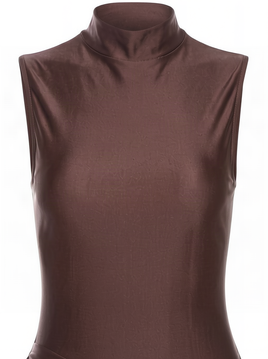 Wrap-Front Mini Dress — Chocolate
