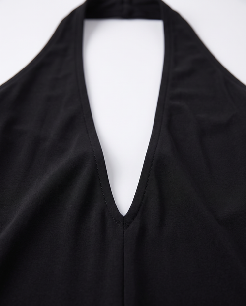 Backless Halter Maxi Dress — Black