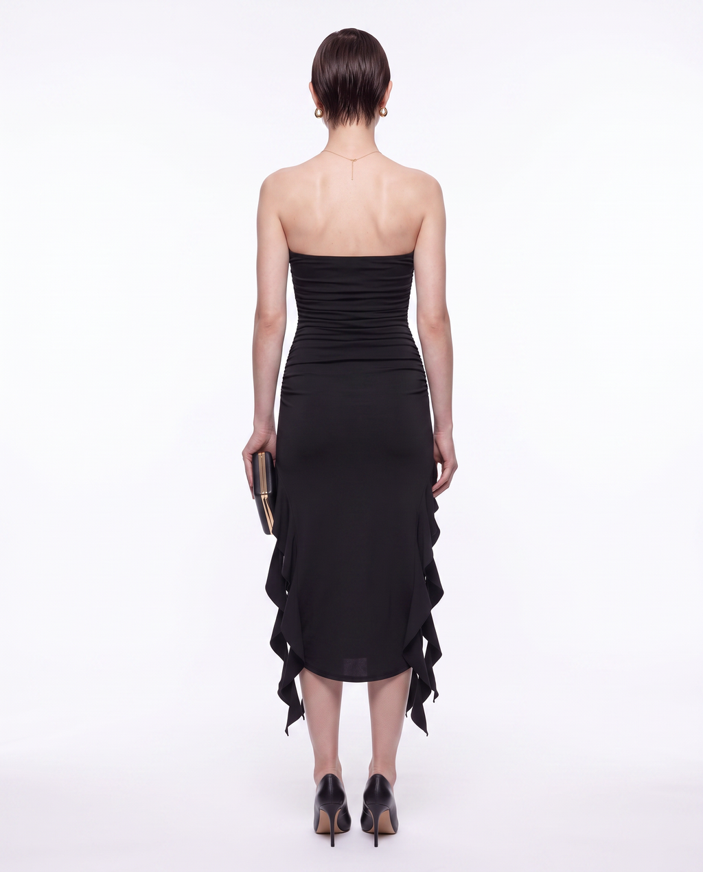 Ruffle-Hem Strapless Dress