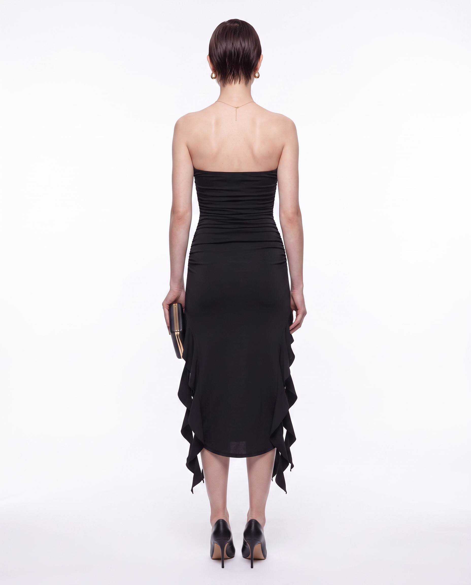 Ruffle-Hem Strapless Dress